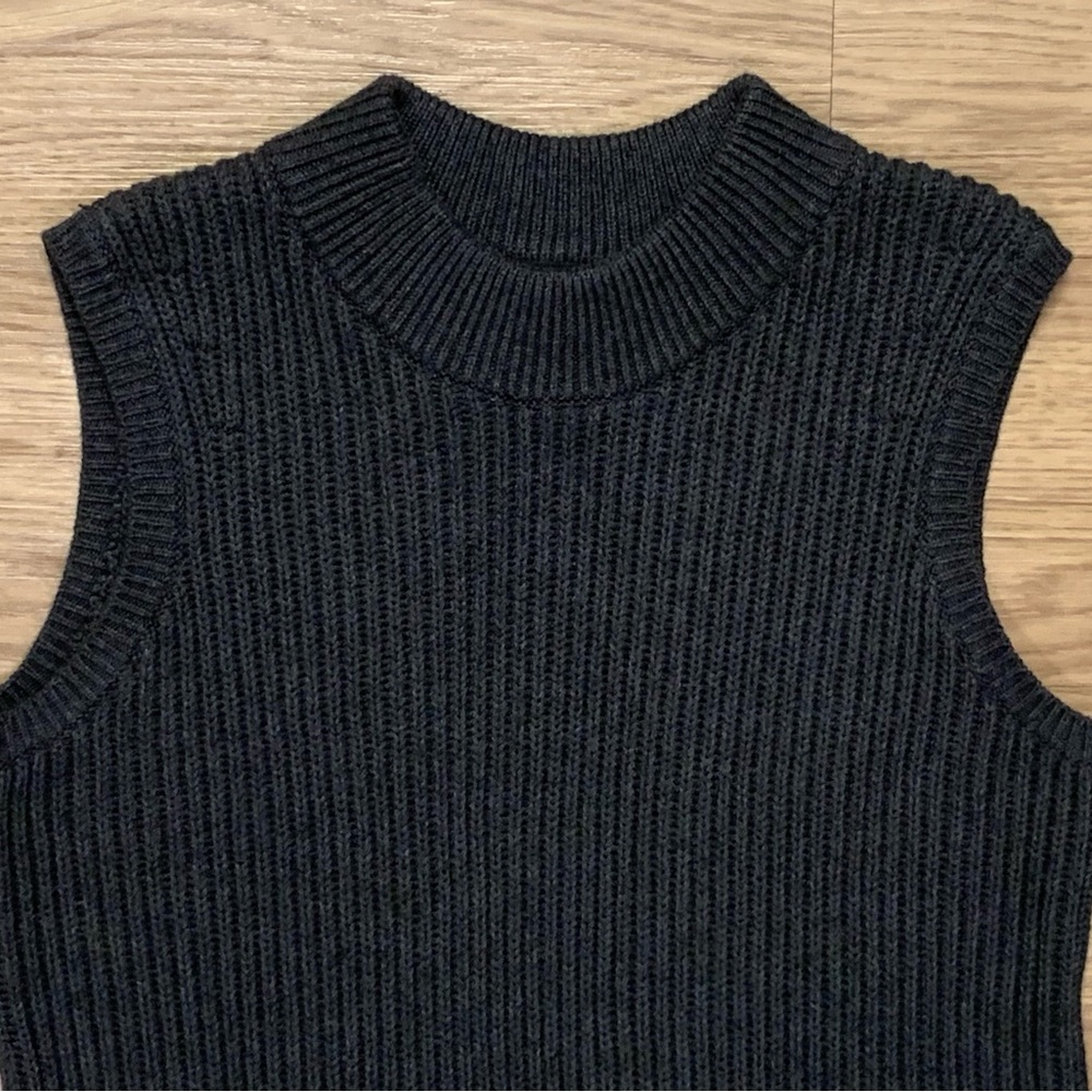 NEW AllSaints East Knit Cotton Ribbed Belted Midi Dress Gray Charcoal Size M - Picture 7 of 14